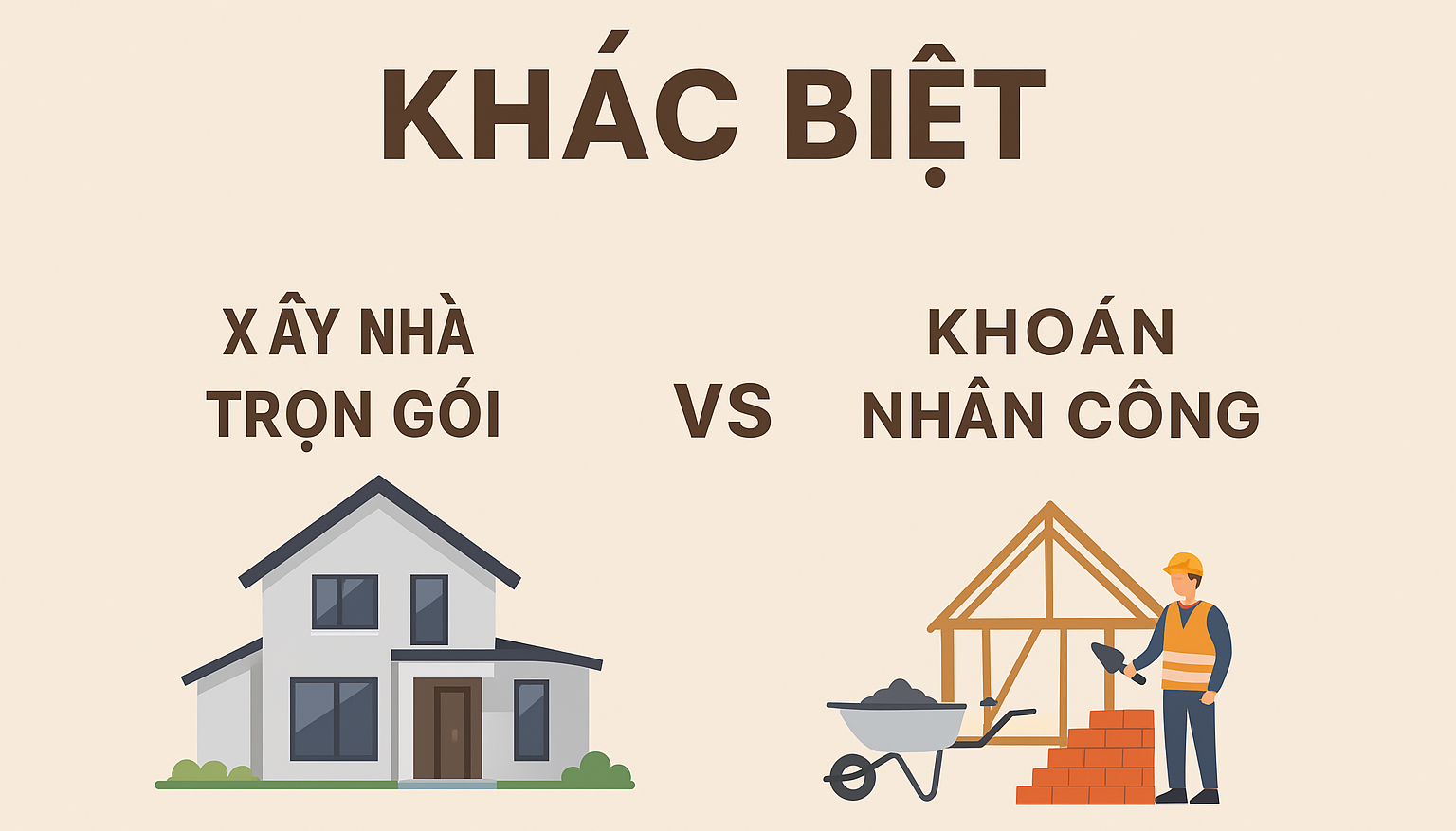 📌 PHÂN TÍCH CHUYÊN SÂU: XÂY NHÀ TRỌN GÓI VÀ KHOÁN NHÂN CÔNG – ĐÂU LÀ LỰA CHỌN TỐI ƯU CHO BẠN?